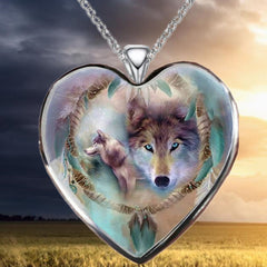 Indian Wolf Head Pendant Necklace