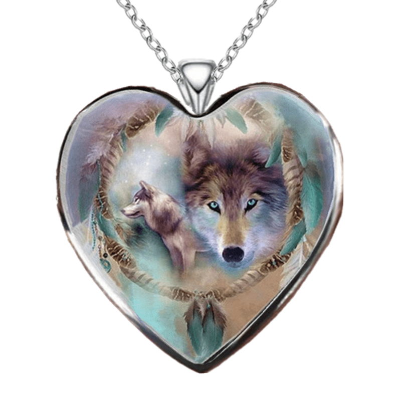 Indian Wolf Head Pendant Necklace