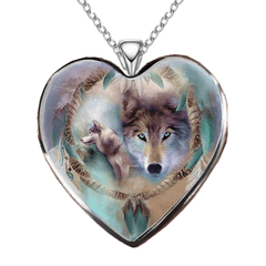 Indian Wolf Head Pendant Necklace