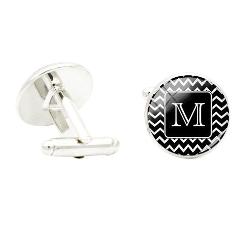 M Glass Gem Cufflinks for Men Suit Shirt Business Cuff Link Jewelry