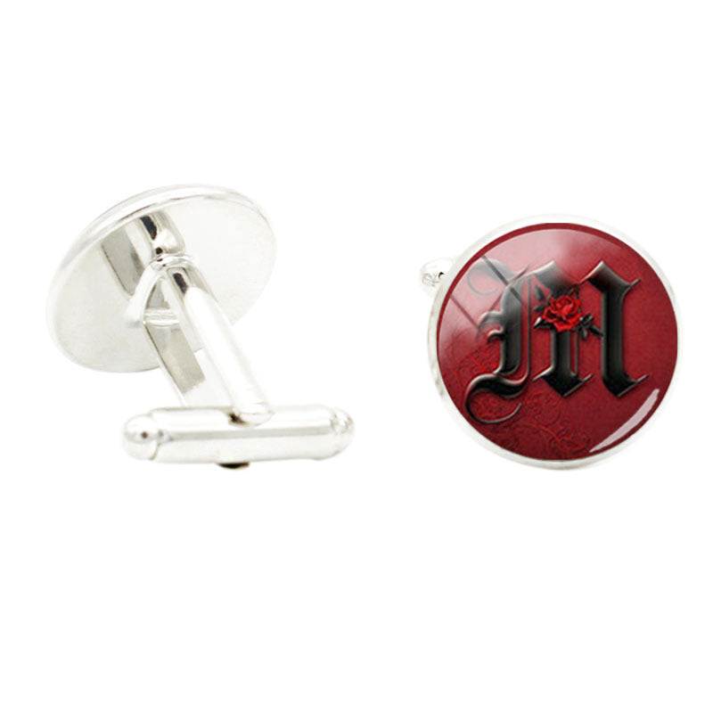 M Glass Gem Cufflinks for Men Suit Shirt Business Cuff Link Jewelry
