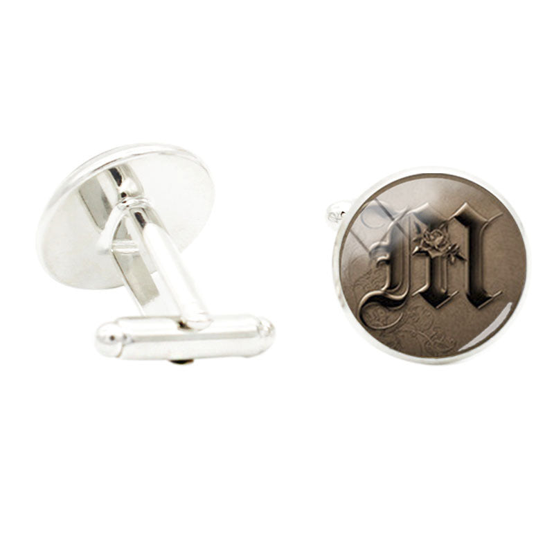 M Glass Gem Cufflinks for Men Suit Shirt Business Cuff Link Jewelry