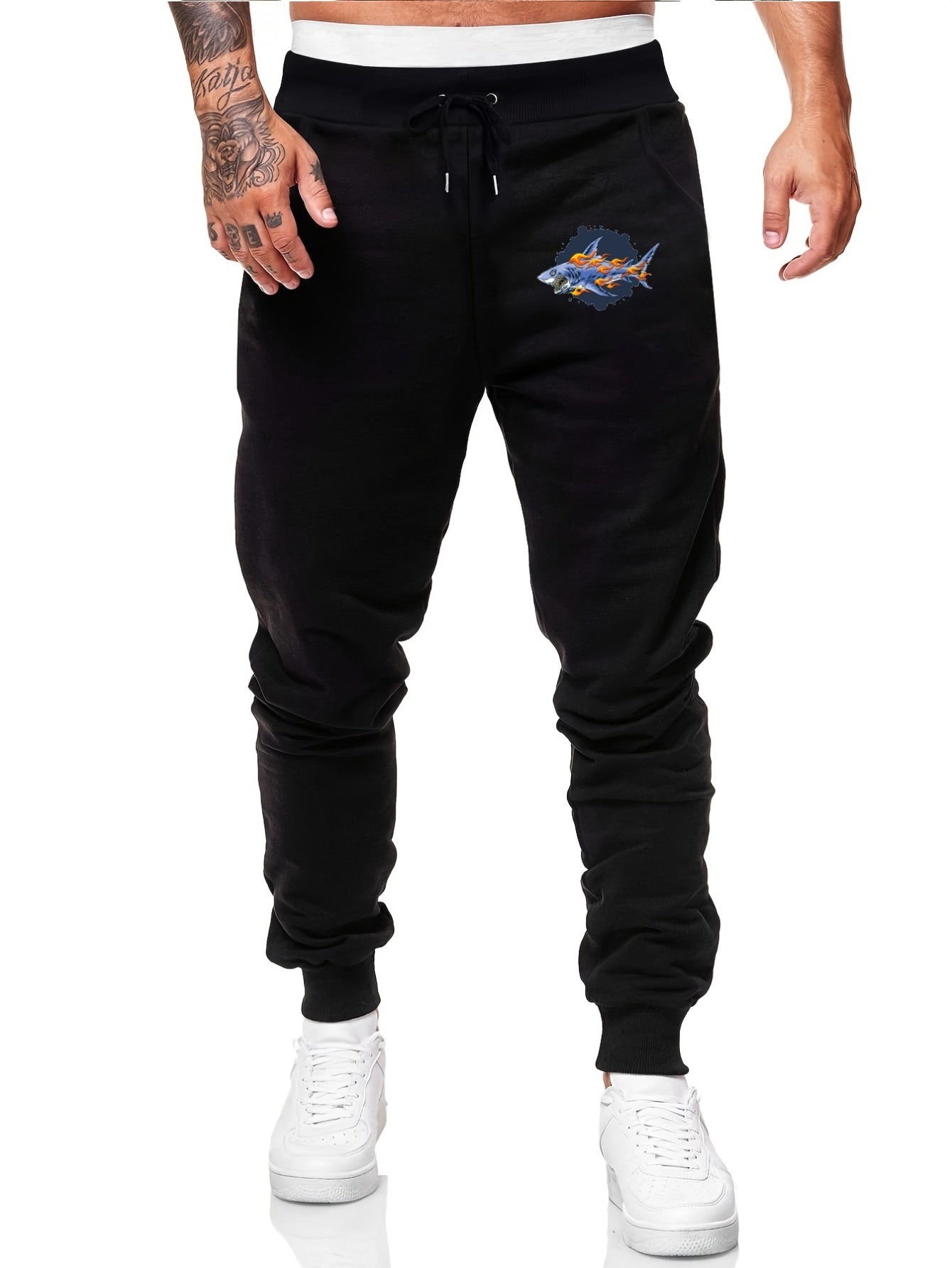 Shark Comfy Drawstring Joggers Men s Casual Breathable Loose Fit Pants