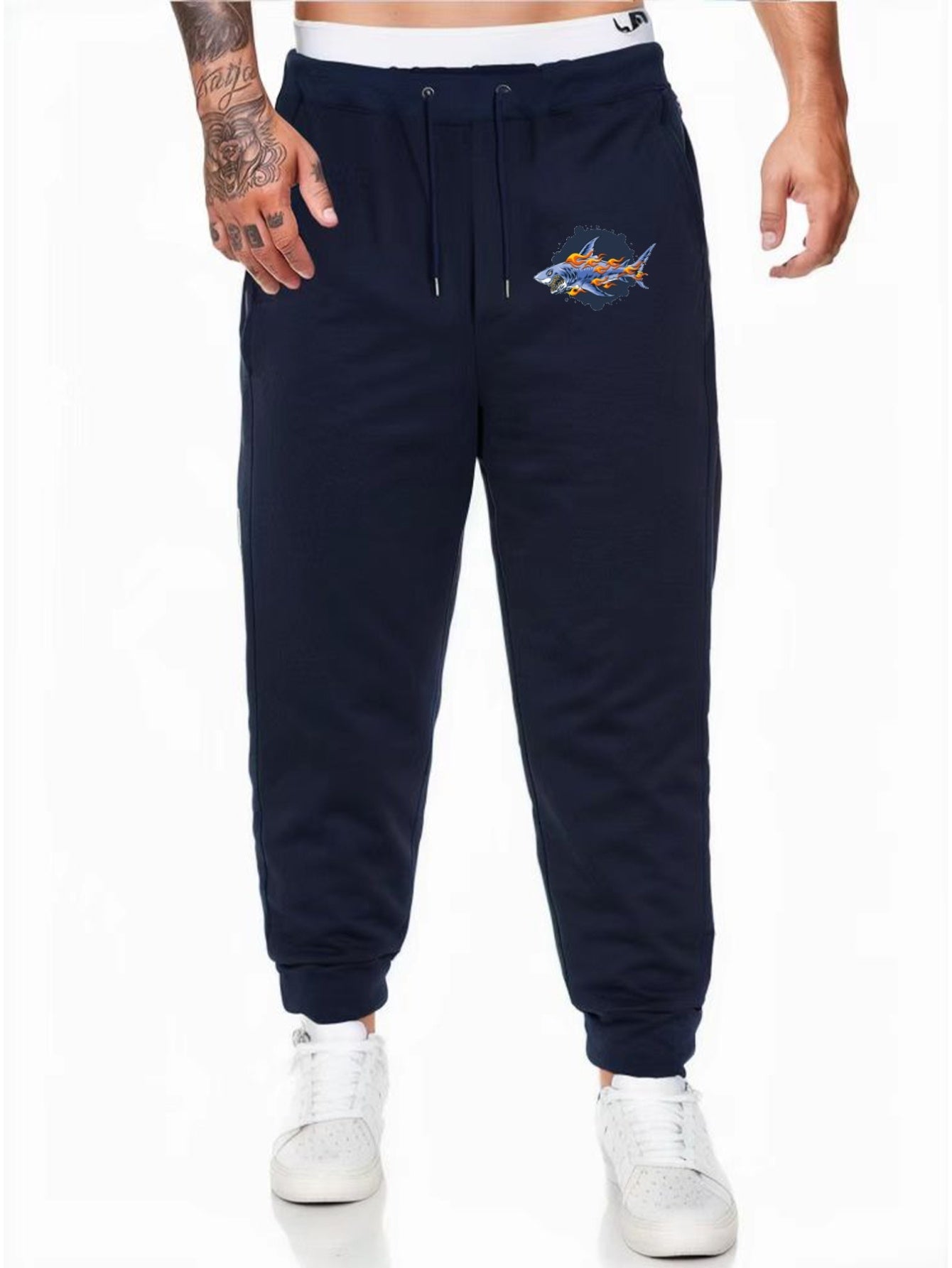 Shark Comfy Drawstring Joggers Men s Casual Breathable Loose Fit Pants