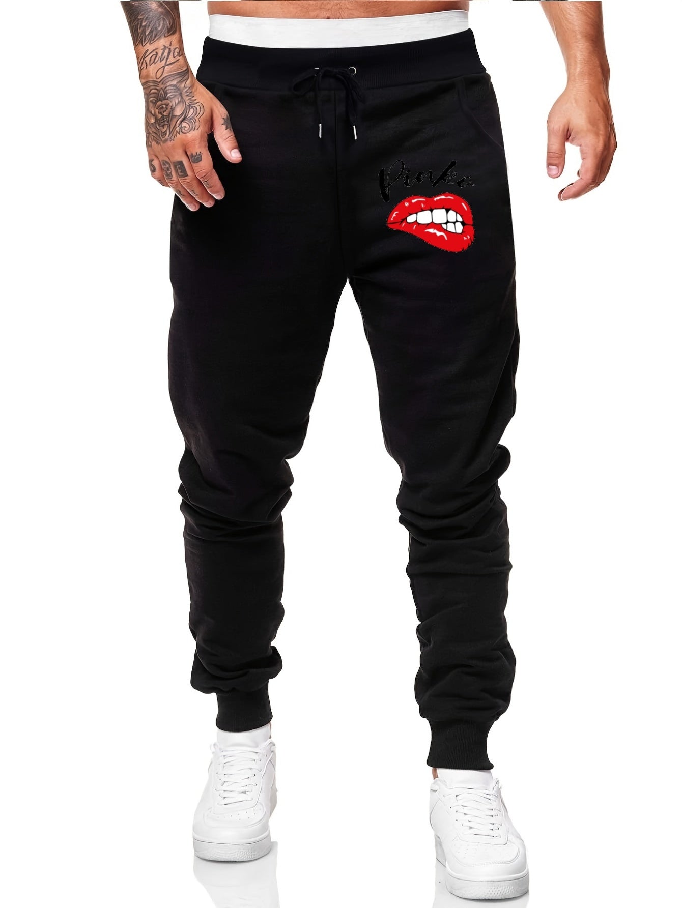 Men's Red Drawstring Joggers Breathable Loose Fit Pants