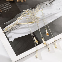 Golden Butterfly Rhinestones Wind Chimes Hair Clips