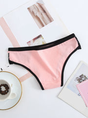 6 Pack Colorful Cotton Panties with Lace Trim Bikini Briefs