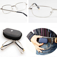 Mini Portable Folding Reading Glasses Metal Full Frame With Case