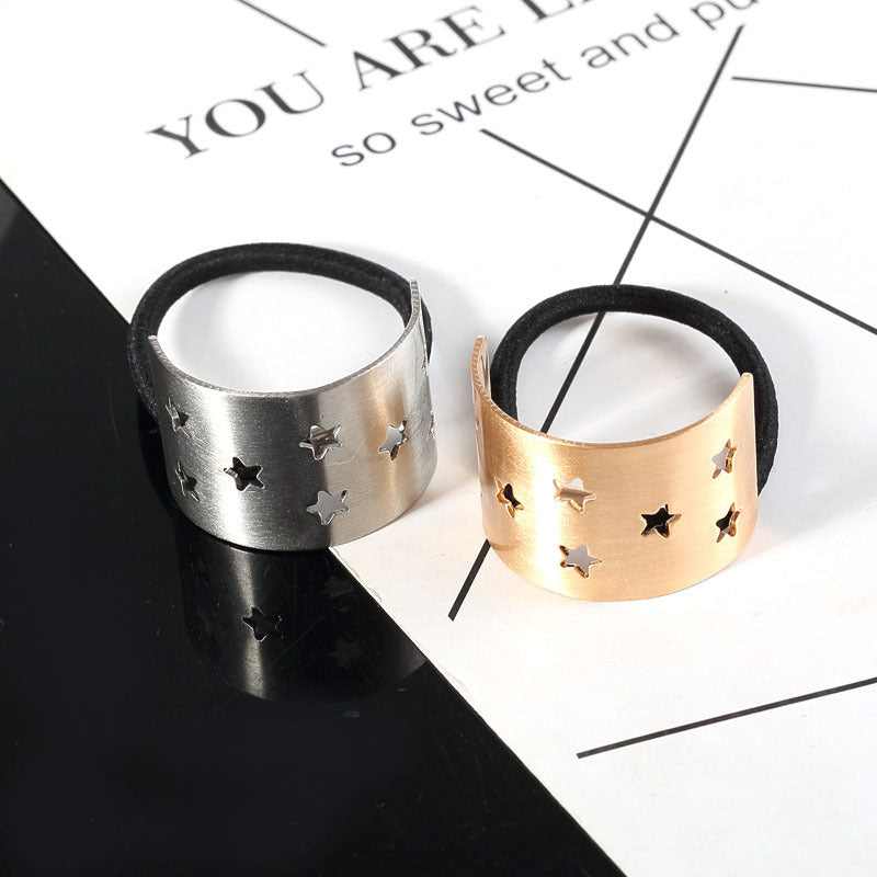 Metal Rectangle Hair Tie Style Hair Rope Cuff Elastic Hair Ring Ponytail Holder