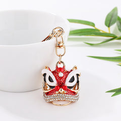 Chinese Style Dragon Shaped Key Chain Pendant, Artificial Diamond Car Key Ring