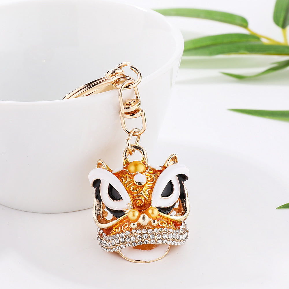 Chinese Style Dragon Shaped Key Chain Pendant, Artificial Diamond Car Key Ring