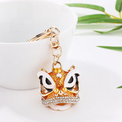 Chinese Style Dragon Shaped Key Chain Pendant, Artificial Diamond Car Key Ring