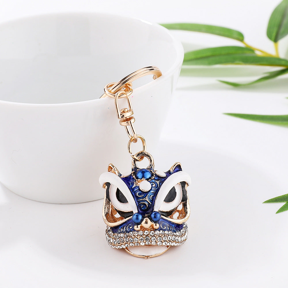 Chinese Style Dragon Shaped Key Chain Pendant, Artificial Diamond Car Key Ring