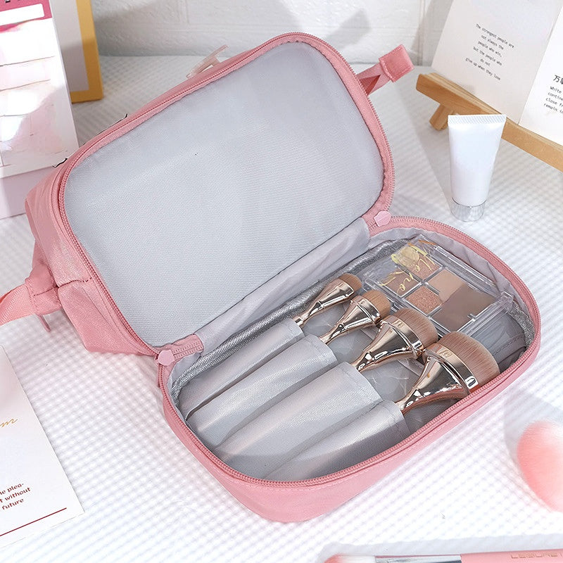 Versatile Makeup Zipper Bag Solid Portable Cosmetic Toiletry Wash Bag