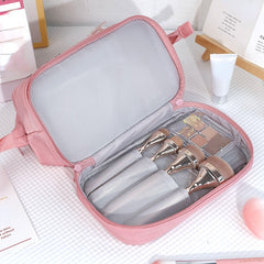 Versatile Makeup Zipper Bag Solid Portable Cosmetic Toiletry Wash Bag