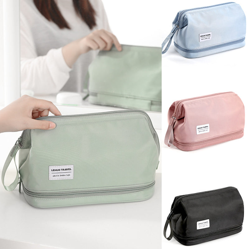 Versatile Makeup Zipper Bag Solid Portable Cosmetic Toiletry Wash Bag