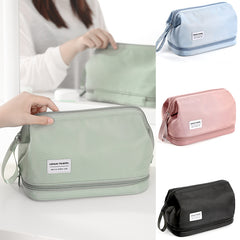 Versatile Makeup Zipper Bag Solid Portable Cosmetic Toiletry Wash Bag