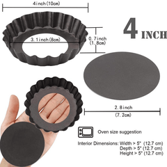 6pcs Mini Pie Pans Non Stick Tart Molds
