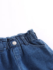 Girls Jean Shorts Kids Summer Elastic Waist Casual Denim Shorts
