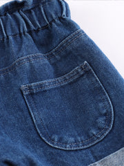 Girls Jean Shorts Kids Summer Elastic Waist Casual Denim Shorts