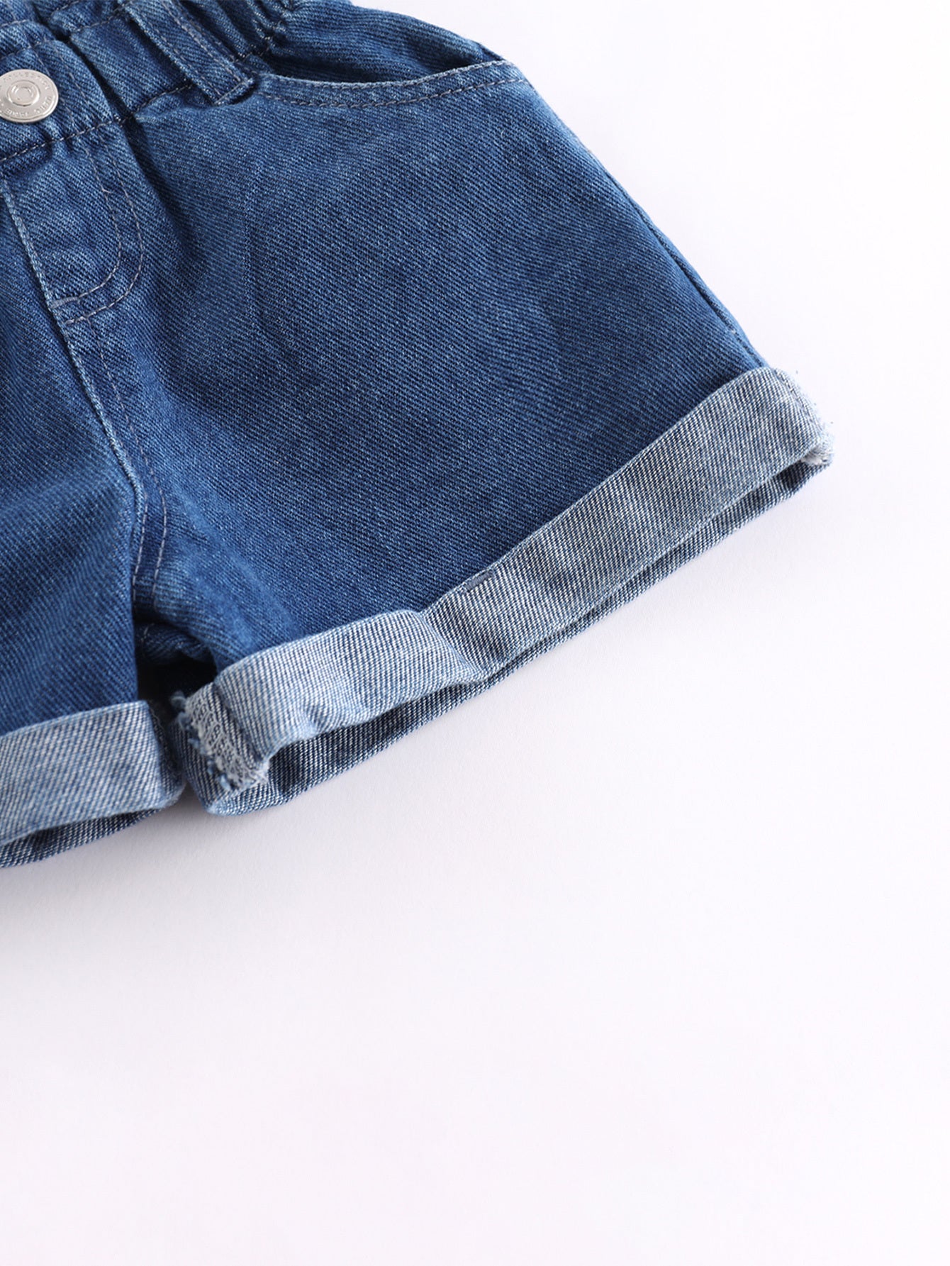 Girls Jean Shorts Kids Summer Elastic Waist Casual Denim Shorts