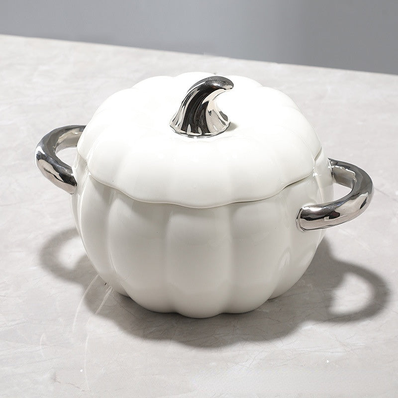 1pc Pumpkin Stockpot With Lid 18 01cm Ceramic Pumpkin Cooking Pot