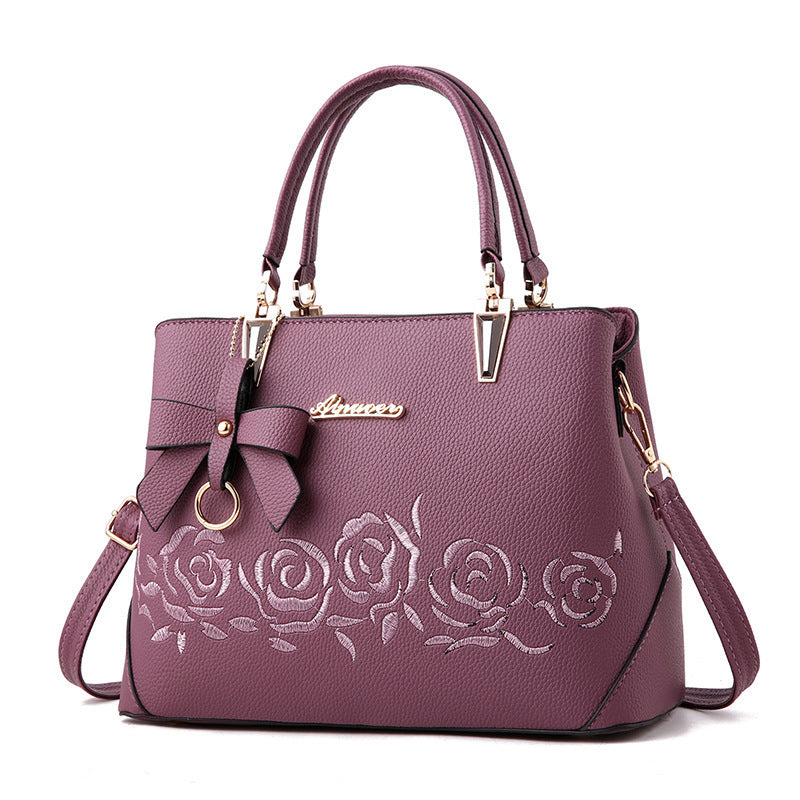 Embroidered Pattern Tote Satchel Bag Classic Shoulder Bag Women's Bag
