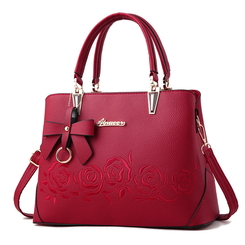 Embroidered Pattern Tote Satchel Bag Classic Shoulder Bag Women's Bag
