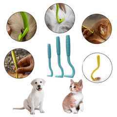 3 Piece Pet Grooming Set Flea & Lice Remover Hooks for Cats & Dogs