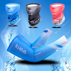 Men's Cooling Face Scarf Set - Sun Protection, Arm Sleeves, Gloves
