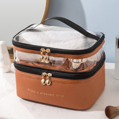 Large Travel Makeup Bag Organizer With Makeup Brush Storage