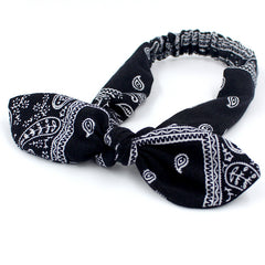 Paisley Print Bohemian Headband Vintage Bowknot Elastic Hair Acc
