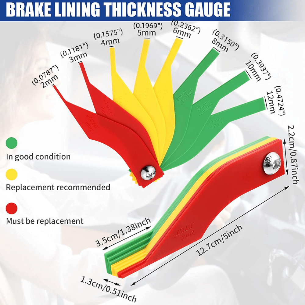 8 in 1 Brake Pad Thickness Gauge Set for Accurate Brake Pad Wear Measurement