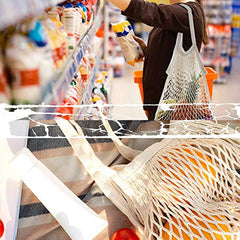 Cotton Mesh Grocery Bag with Short Handle, Portable Tote
