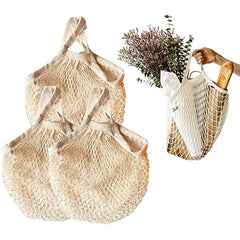 Cotton Mesh Grocery Bag with Short Handle, Portable Tote
