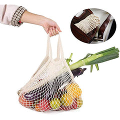Cotton Mesh Grocery Bag with Short Handle, Portable Tote