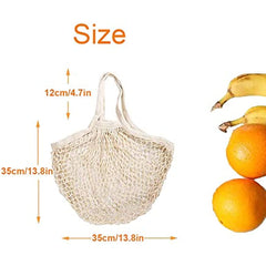 Cotton Mesh Grocery Bag with Short Handle, Portable Tote