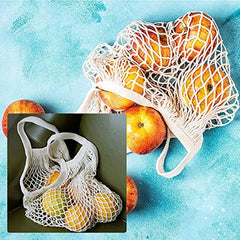 Cotton Mesh Grocery Bag with Short Handle, Portable Tote