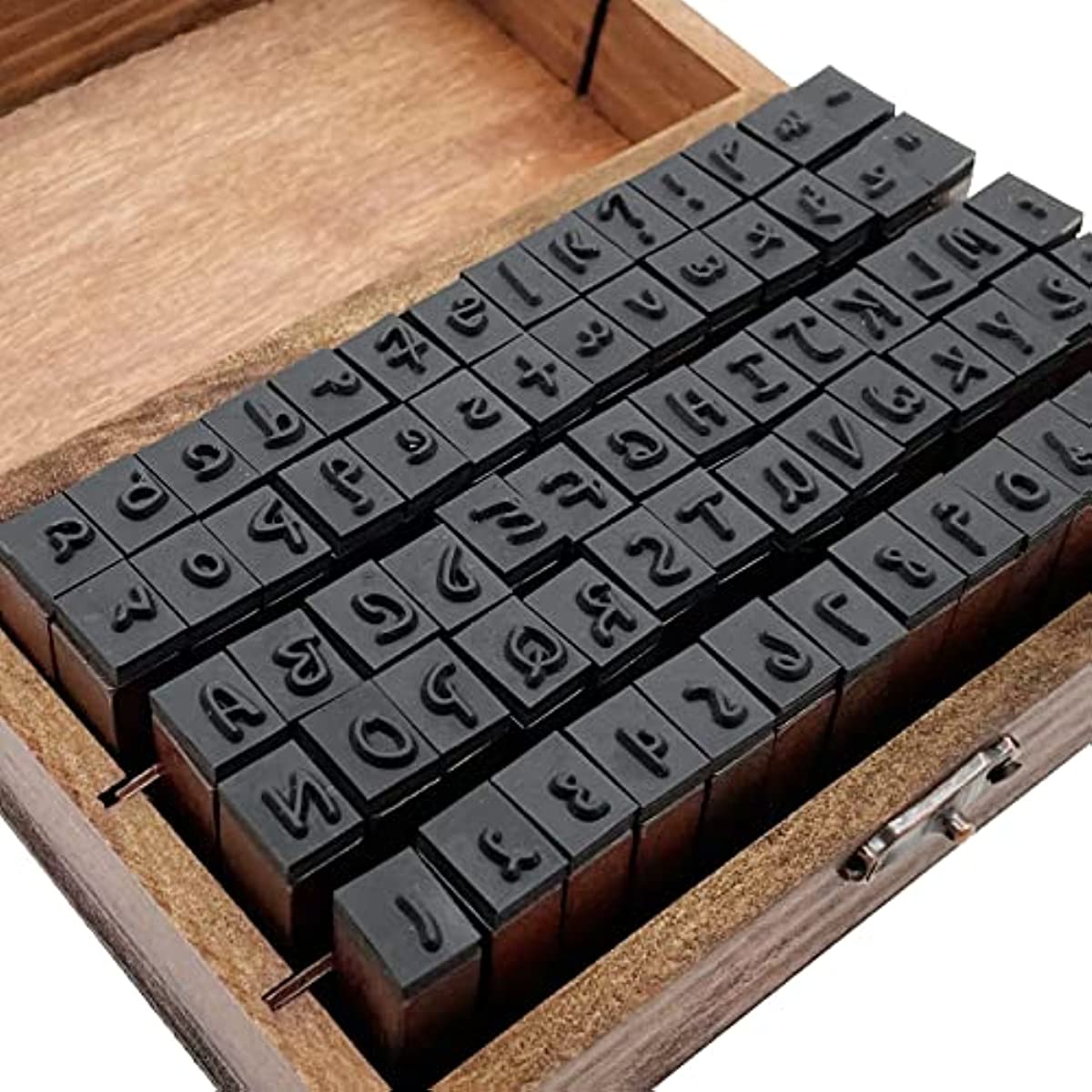 70pcs Vintage Wooden Rubber Number Alphabet Stamp Set with Box
