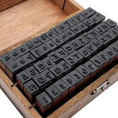 70pcs Vintage Wooden Rubber Number Alphabet Stamp Set with Box