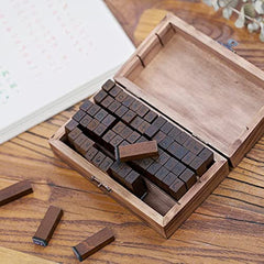 70pcs Vintage Wooden Rubber Number Alphabet Stamp Set with Box