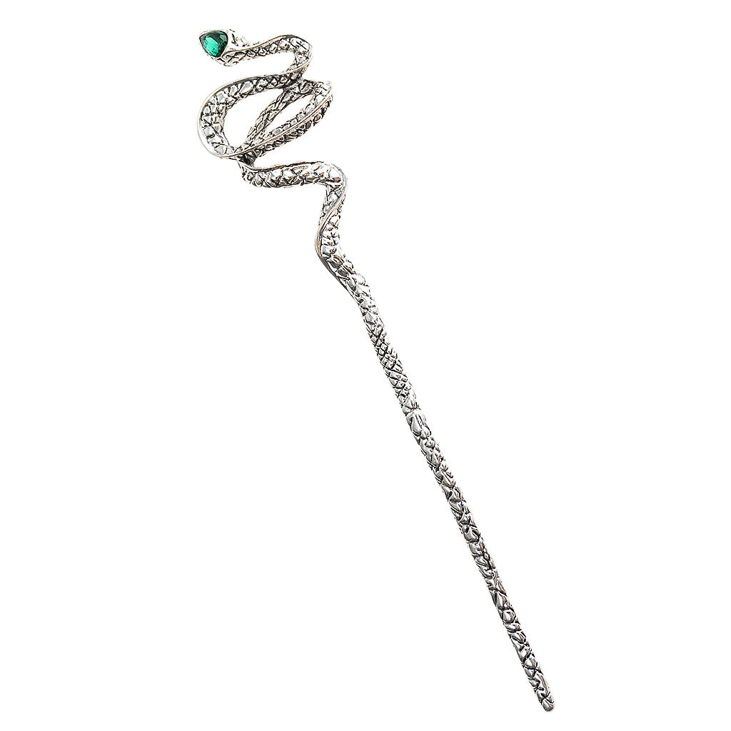 Snake Shape Crystal Hairpin Retro Metal Hair Stick Ponytail Holder