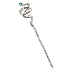 Snake Shape Crystal Hairpin Retro Metal Hair Stick Ponytail Holder