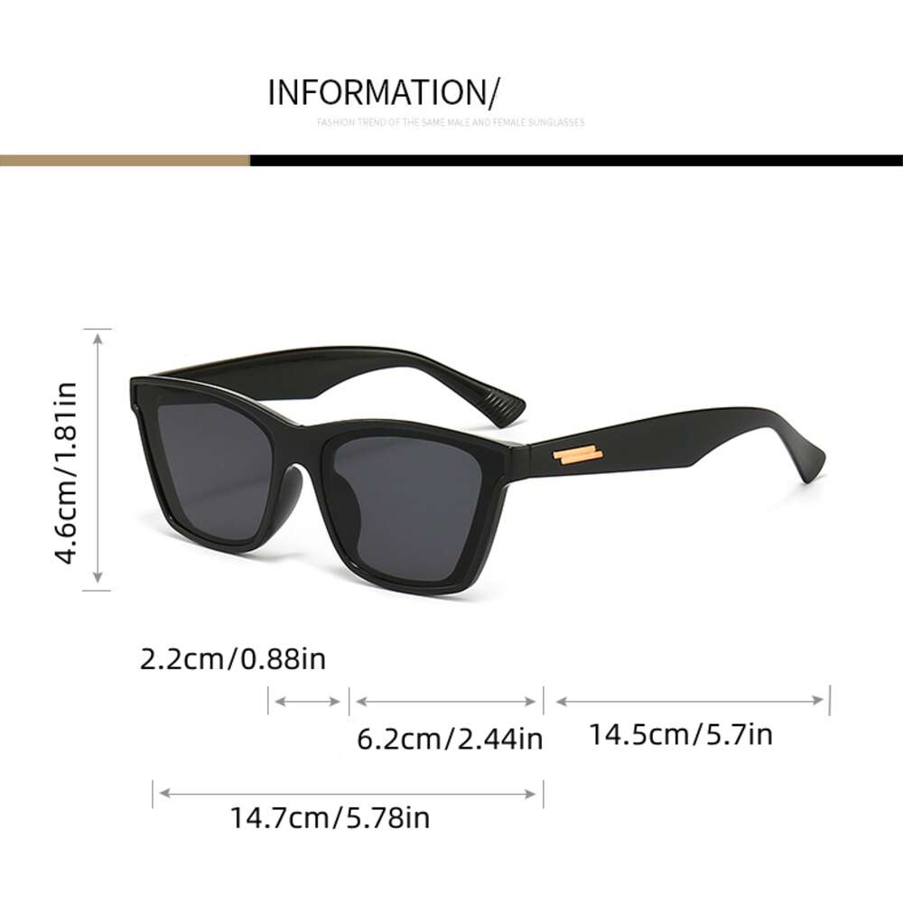 Square Frame Sunglasses Mod Metal Decor UV400