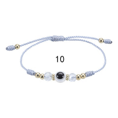 Devil's Eye & Crystal Beaded Lucky Bracelet Adjustable Woven Fashion Jewelry