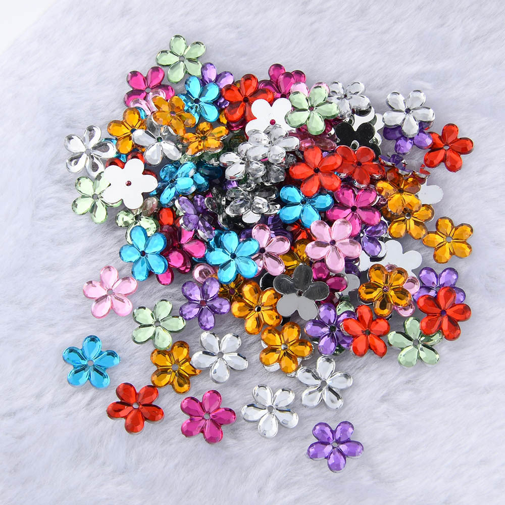 100pcs 1.0in Acrylic Rhinestones Plum Blossom Crafts Jewelry Making Wedding DIY