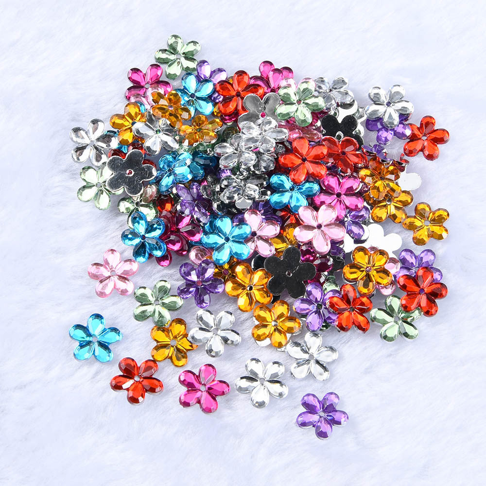 100pcs 1.0in Acrylic Rhinestones Plum Blossom Crafts Jewelry Making Wedding DIY