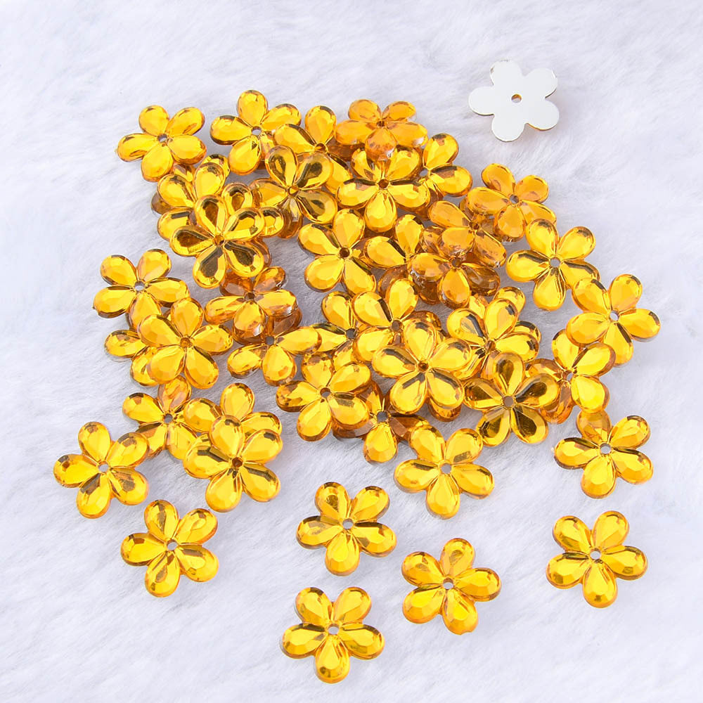 100pcs 1.0in Acrylic Rhinestones Plum Blossom Crafts Jewelry Making Wedding DIY