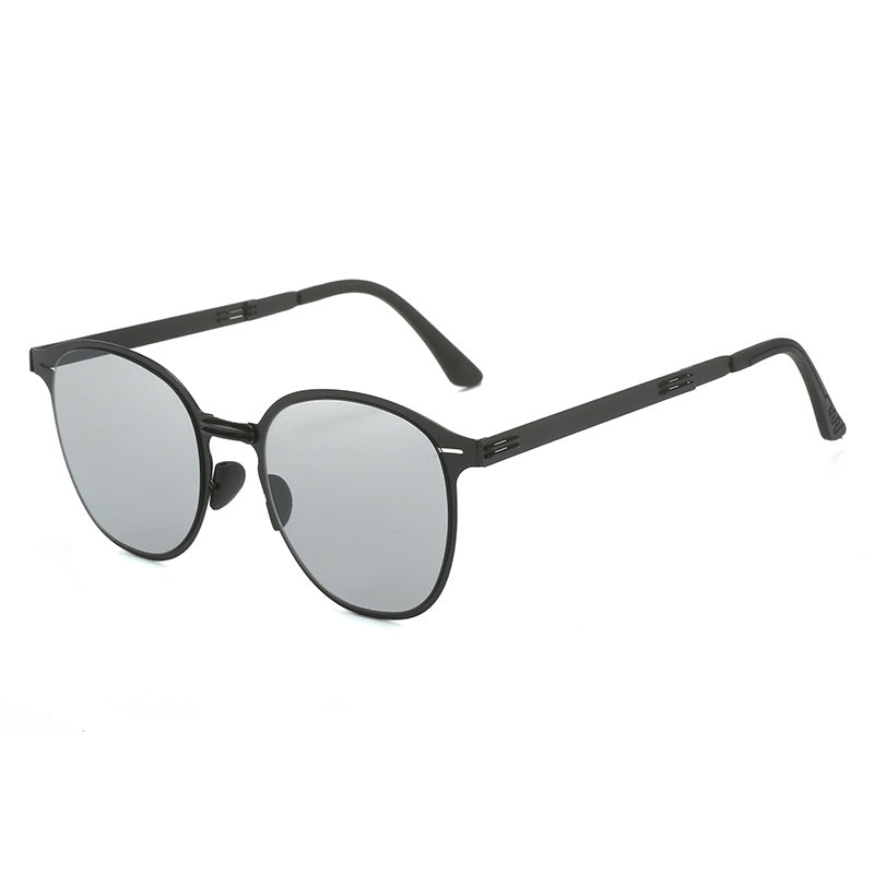 BY005 Men's Foldable Driving Sunglasses Metal Frame UV400 Polarized Eyewear