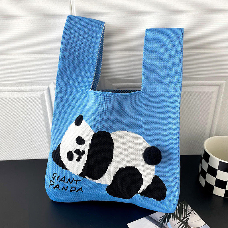 Panda Pattern Knit Handbag for Women